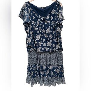 Floral Blue and Gray Dress